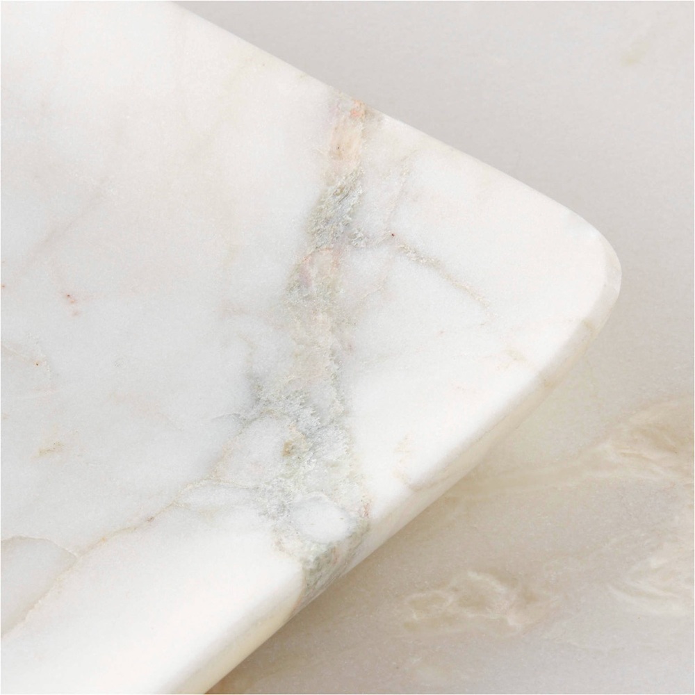 Rectangular White Stone Marble Serving Tray